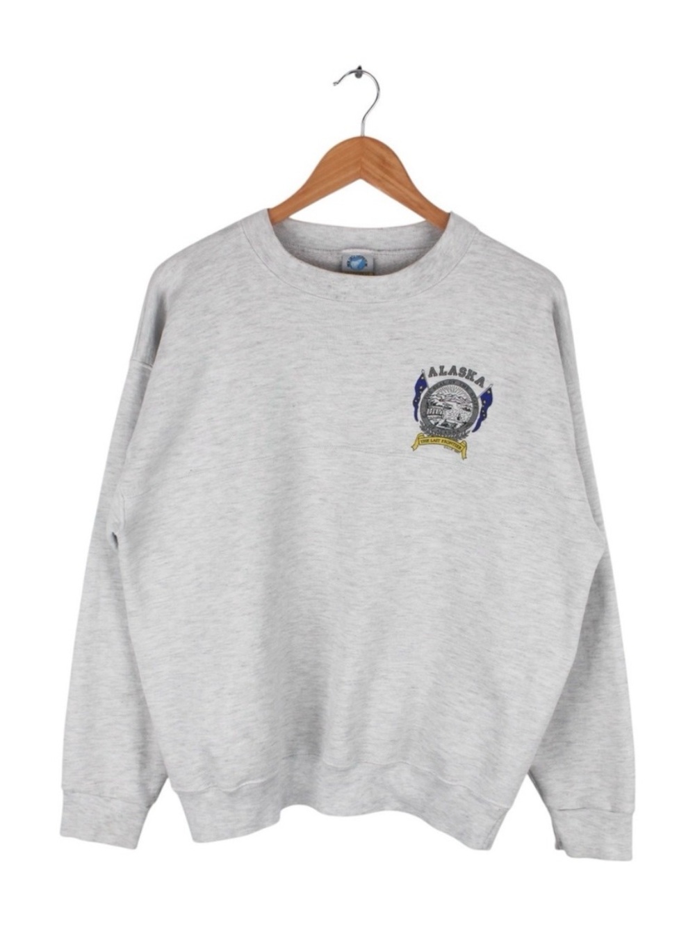 Vintage Alaska Last Frontier Crewneck Sweatshirt USA Made Gray 90s Size Large